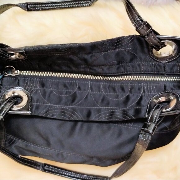 Coach Alex Signature Sateen Tote with Patent Leather Trim - Picture 5 of 14